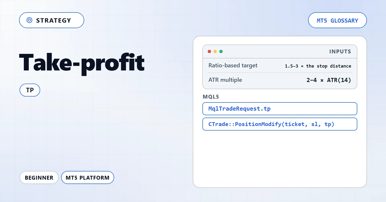 Take-profit — MT5 glossary overview